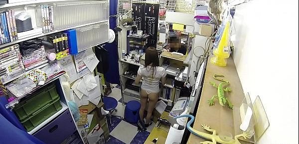  Japanese teen brunette, Mikuni Maisaki is masturbating at work, uncensored